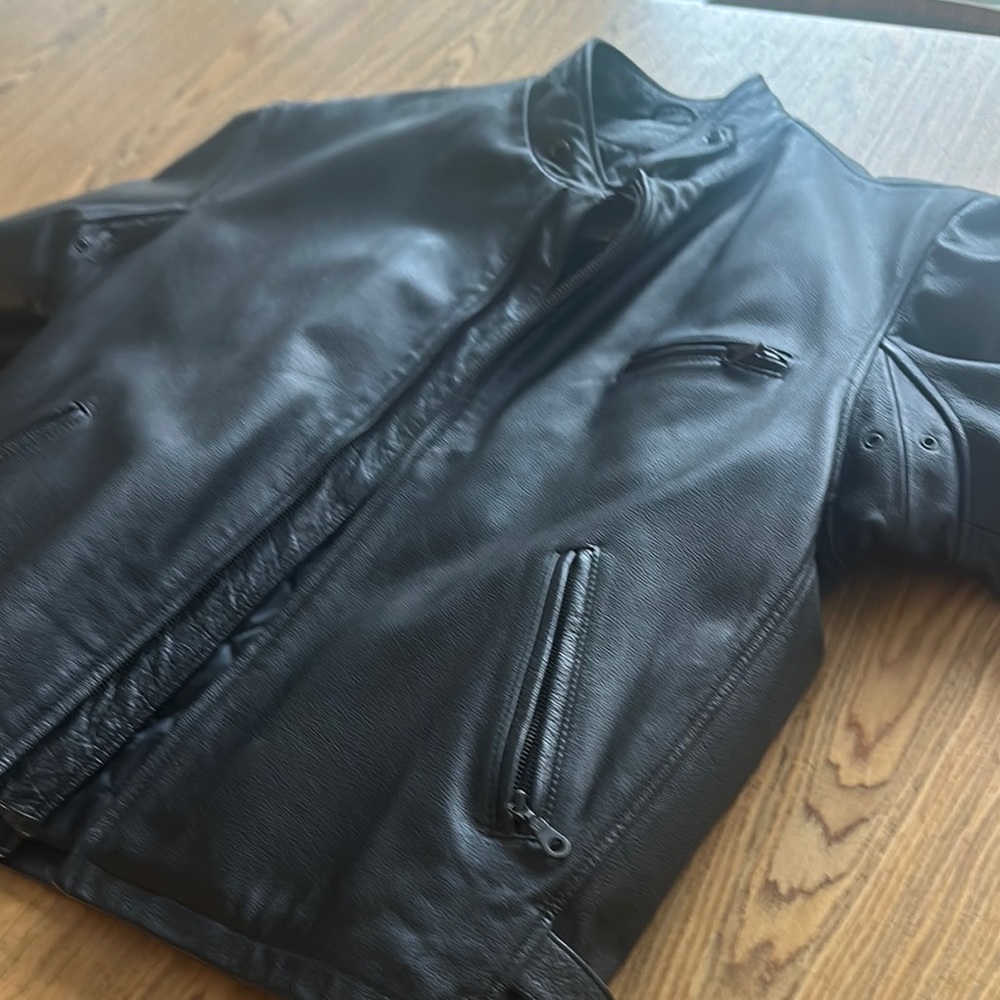 St. John Black Bomber Jacket with Stand-Up Collar